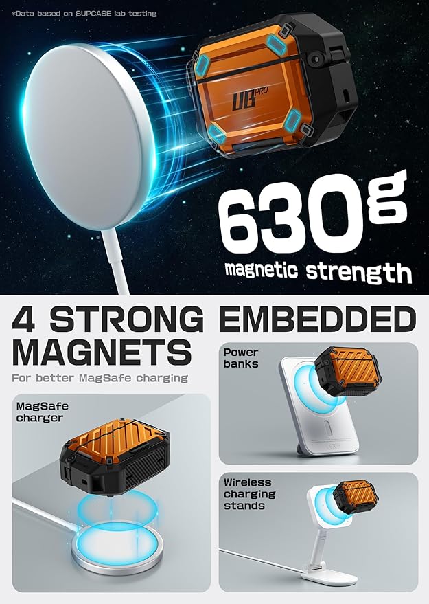 SUPCASE for AirPods Pro 3 Case with Lock & Carabiner, [IP68 Waterproof] [Military-Grade Protection] [Supports Wireless Charging] Anti-Scratch Hard Shell Cover for AirPods Pro 3rd Gen, Coral