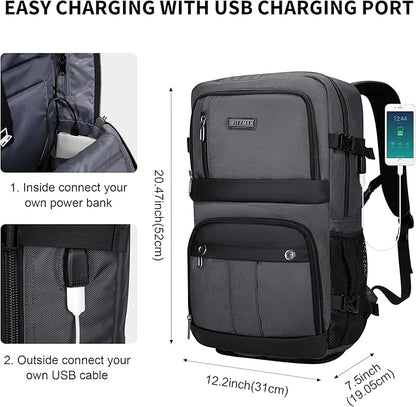 WITZMAN Carry on Travel Backpack for Men Women Laptop Backpack with USB Charging Port Airline Approved(B683 Silvery Grey)