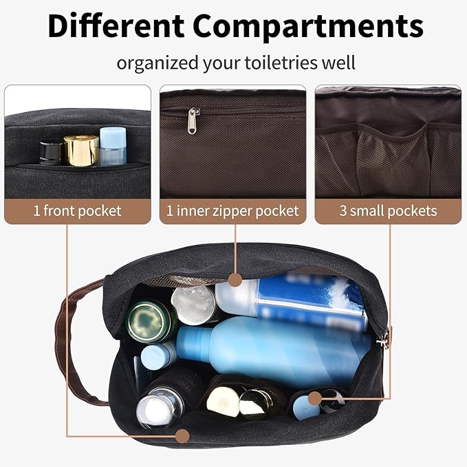 Litvyak Duffle Bag for Travel, 50L Canvas Travel Duffel Bags Overnight Weekend Gym Carry On Luggage Bag for Men & Women(Black+Toiletry Bag)