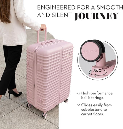 Nine West Suvi 32 Inch Expandable Luggage for Extended Trips & Cruises, Large Hardshell Suitcase with 360° Spinner Wheels, Lightweight Rolling Travel Case Muted Lilac
