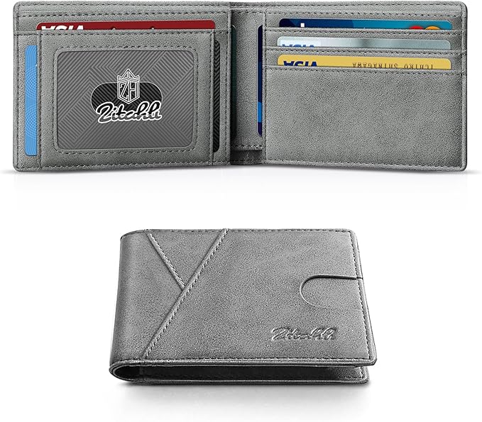 Zitahli Wallet for Men Slim 11 Credit Card Holder RFID Blocking Small Men's Wallet Bifold Minimalist Front Pocket With Mens Gifts Box