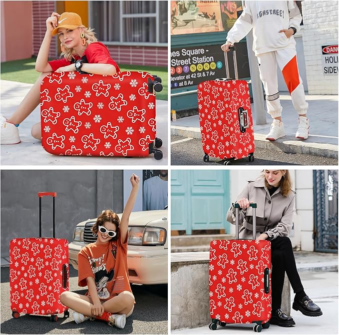 FOREVER QUEEN Gingerbread Man Luggage Cover Suitcase Protector Suitcase Cover Anti-Scratch,Stretchable Bag Cover Washable Durable Polyester