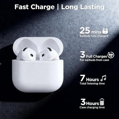 Wireless Charging Case for AirPod 4, White Replacement Charger Case Compatible with Air Pod 4th Generation Type-C Port AirPods 4th Gen Case with Fast Pairing Sync, Earbuds Not Included