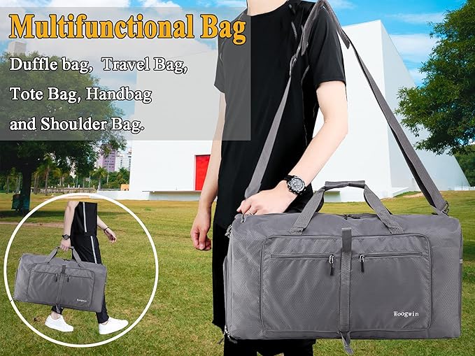 Woogwin Travel Duffel Bag Large Foldable Waterproof Overnight Bag for Beach Swim Bags Pool Sports Gym