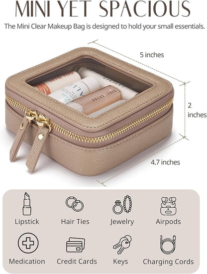 Popvibe Clear Makeup Bag Travel Cosmetic Case Transparent Toiletry Bag with Zipper, Portable Make Up Organizer Traveling Compact Car Bag for Essentials