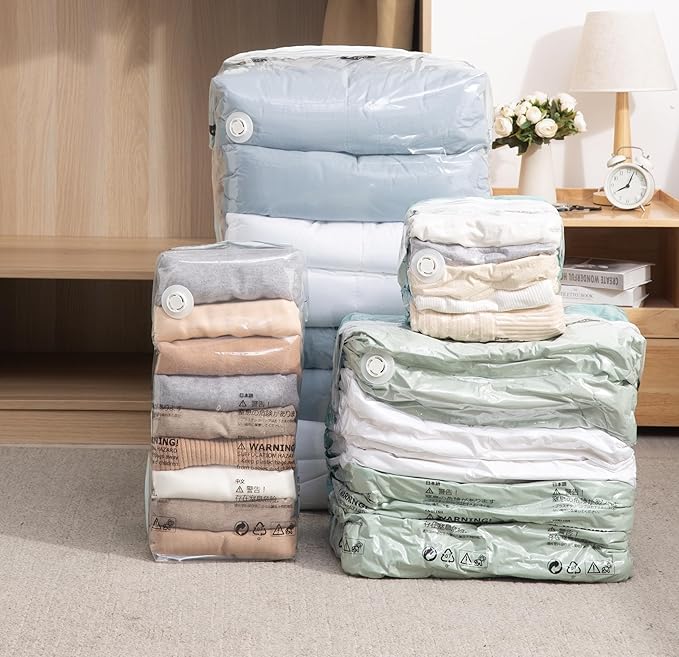 NeatNest 6 Pack Medium Cube Vacuum Storage Bags – Box-Shaped Space Saver Bags for Clothes, Pillows, Bedding, Dual Compression (Vacuum or Hand Press), Durable PE+PA Material