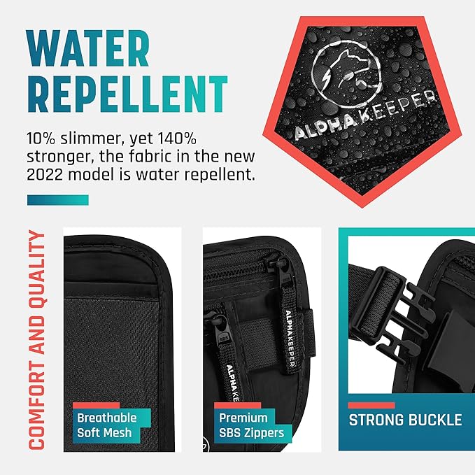 Hidden Money Belt for Travel for Men, Waist Wallet Anti Theft, RFID Passport Holder For Travel Men Or Women, Money Pouch, RFID Passport Holder