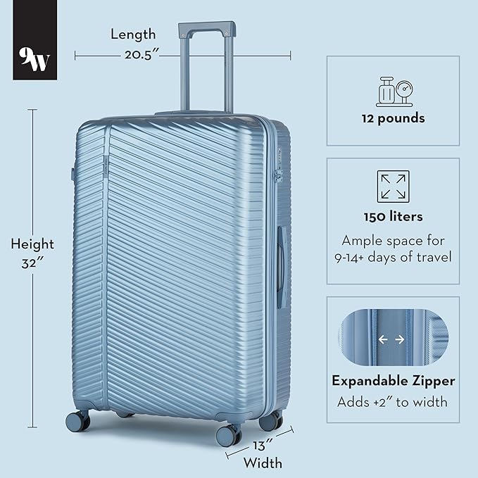 Nine West Zion 32 Inch Expandable Luggage for Extended Trips & Cruises, Large Hardshell Suitcase with 360° Spinner Wheels, Lightweight Rolling Travel Case Lapis