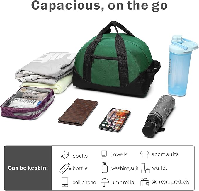 BuyAgain Duffle Bag, 12" Small Mini Travel Carry On Sport Duffel Gym Bag with Top Handle