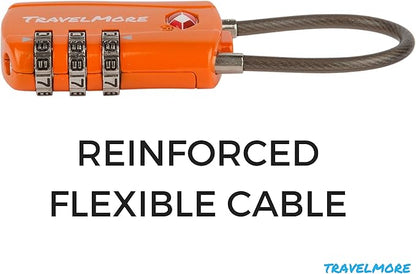 8 Pack TSA Approved Travel Combination Cable Luggage Locks for Suitcases - 4 Black & 4 Orange