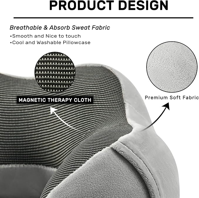 Neck Pillow Airplane-2 Pack Memory Foam Travel Pillow, Soft Support Travel Neck Pillow for Travelling, Sleeping Rest, Car, Train and Home Use (Black&Grey)