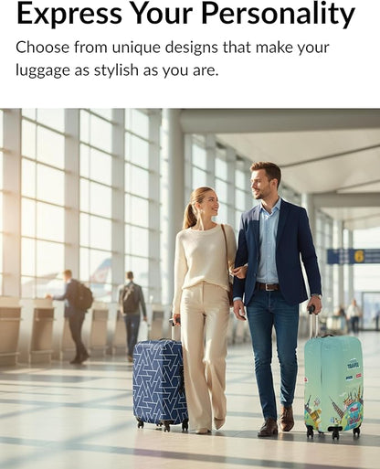Boxiki Travel Elastic Luggage Cover – Earthy Tones Design Suitcase Protector – Durable, Washable & Scratch-Resistant Dustproof Cover for Medium Suitcases