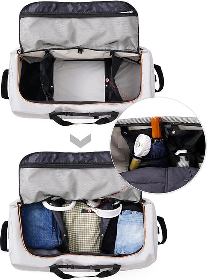 32" Soft-Sided Foldable Wheeled Travel Duffel Bag,Expandable 110L to 140L Rolling Cargo Bag with 2 Wheels and Multiple Pockets (001-Gray)