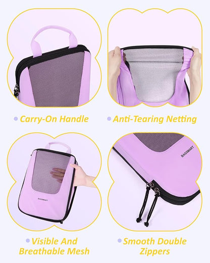 BAGSMART Compression Packing Cubes for Travel, 6 Set/5 Set/4 Set, Compression Suitcase Organizer Bags Set for Suitcases Travel Essentials, Lightweight Packing Organizers