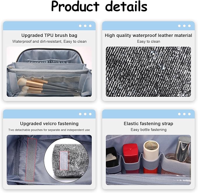 BOYATU Travel Makeup Bag Cosmetic Bags for Women: 3 Sets Large Capacity Make up Bag - Portable Toiletry Bags with Handle for Women(F-3-Black)