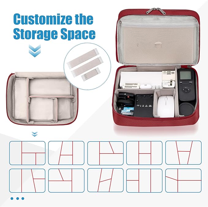 SELLYFELLY Electronics Travel Organizer, Double Layer Cable Organizer Bag Watreproof Electronics Accessories Storage Bag for Cord, Charger, Phone, Power Bank, Hard Drive