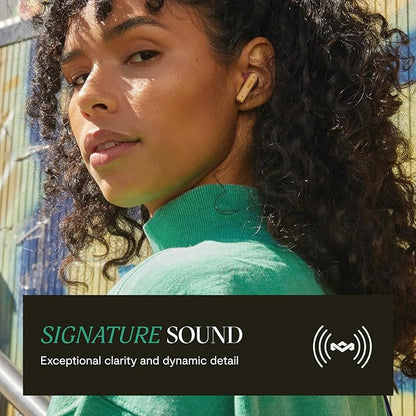 House of Marley Little Bird True Wireless Earbuds, Touch Controls, Built-in Mic, 24 Hours Playtime with Case, USB-C Quick Charge, Sustainable Materials, Movie and Gaming Mode (Red)