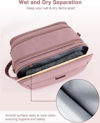 Toiletry Bag for Men & Women, Cruise Ship Travel Essentials, Shaving Dopp Kit with Dry and Wet Separation, Water-resistant Bathroom Cosmetic Organizer Bag, Makeup Accessories, Dark Purple