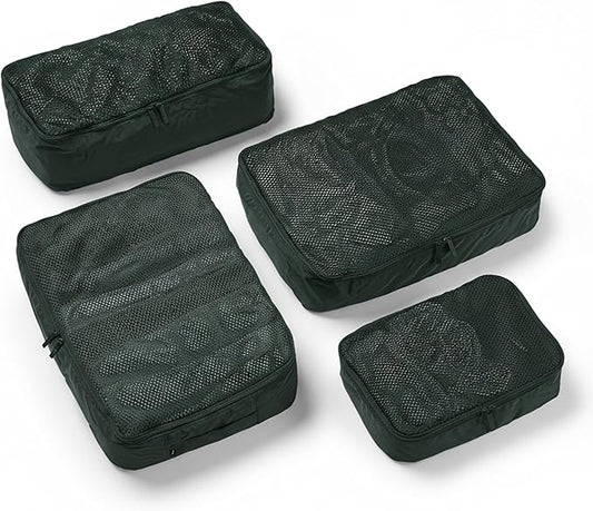 Packing Cells - 4 Set Packing Cubes Luggage Organizer Bags (S, M, 2 x L), Must-Have Suitcase Organizer for Travel, Road Trip & Camping Accessories, Stain-proof, Washable, 3 Sizes - Forest
