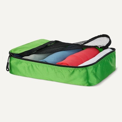 Amazon Essentials 4-Piece Packing Cubes Travel Accessories Set, Luggage Organizer with Double Zipper, Mesh Top, 100% Polyester, Small/Medium/Large/Slim, Green (Previously Amazon Basics)