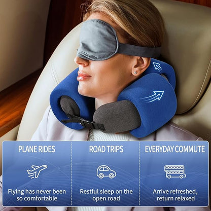 3-Ring Memory Foam Travel Neck Pillow It has obtained a Patent. The Three Rings can be movably Adjusted to Provide Flexible Support for The Neck, Head, and Other Areas.Blue