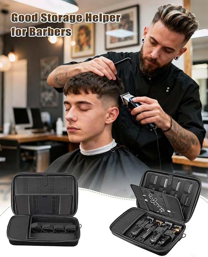 Barber Bags for Hair Clippers and Supplies, Hair Cutting Barber Case Supplies Organizer, Hair Trimmer Organizer for Men Razor Guard Grooming Kits (Case Only)