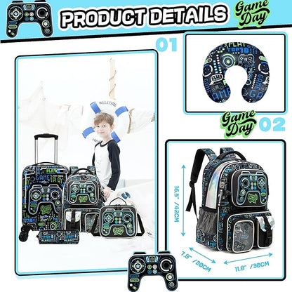 Kid’s Luggage Set 5 Piece Suitcase Set 16’’ Hardside Luggage with Spinner Wheels Girls Boys Carry on Luggage Travel Rolling Luggage Airline Approved