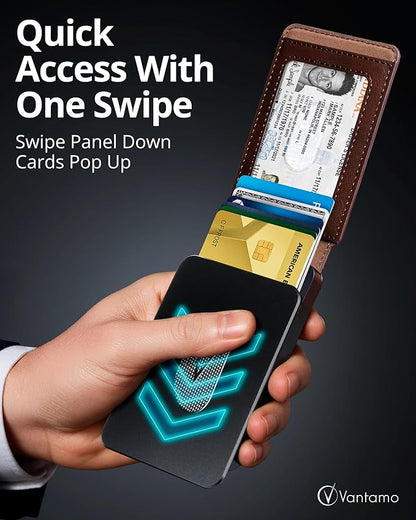 Vantamo Premium Wallet for Men with Money Clip & Card Holder, Compact & Slim Wallet with RFID, 8-12 Cards, Perfect Gifts for Men