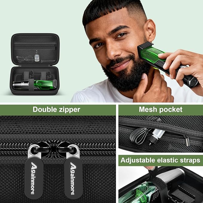 Hard Travel Case for Wahl/for MANSPOT/for SHPAVVER Beard Trimmer for Men, Portable Electric Razor Bag with Handle & Mesh Pocket for Lubricating Oil, Cleaning Brush and USB Accessories(Box Only)-Black