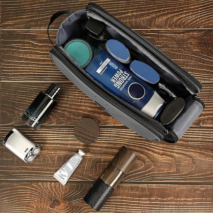 ZEEMO Travel Toiletry Bag for Men, Medium Water-Resistant Double-Sided Full-Open Dopp Kit, Versatile Organizer for Shower and Hygiene Accessories, Bathroom Essentials, Cosmetics, Large, Grey