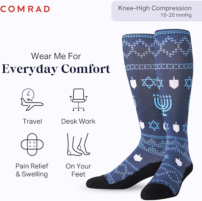 Comrad Nylon Knee High Socks - 15-20mmHg Graduated Compression Socks - Soft & Breathable Support Unisex Socks