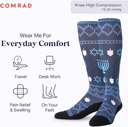 Comrad Nylon Knee High Socks - 15-20mmHg Graduated Compression Socks - Soft & Breathable Support Unisex Socks