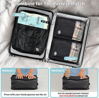 Compression Packing Cubes for Travel, Small Vacuum Bags for Business Trip, 12 Inch Professional IP67 Reusable Packing Cubes, Organizer Bags for Luggage for Women & Men(2 PACK, No Pump)