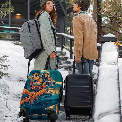 ANNA QUEEN Funny Adventure Travel Luggage Cover, Explore-Themed Suitcase Protector, Stretchable, Washable Travel Cover for 28-30 Inch Luggage