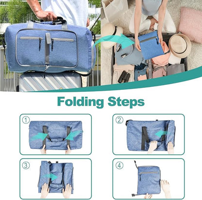 Dimayar 115L Travel Duffle Bag for Men Women - Foldable Duffel Bag with Shoes Compartment - Overnight Bags Waterproof & Tear Resistant(Blue)