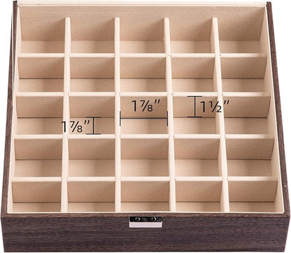 Frebeauty Earring Organizer Classic Jewelry Box 50 Slots Double Layer Jewelry Storage Case with 6 Necklace Hook and Bracelet Pocket(Tree Brown)