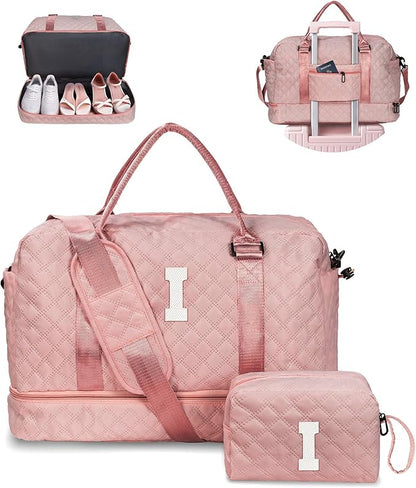 Personalized Initial semana Bag, Monogram Overnight Bag, Weekender & Travel Bag with Shoe & Makeup Compartments - Birthday Gift