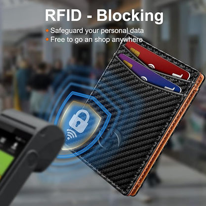 Magnetic Closure Slim Wallet with Money Clip Gift Boxed,Genuine Leather Front Pocket Wallet for Men, 3.9"x 2.9", RFID Blocking