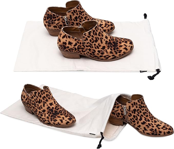 ZENPAC Cowboy Boot Bag, Beige Duster Flannel Pouch with Drawstring Closure, Washable Breathable Cotton Fabric for Shoes, Luggage, 12.5x20.5 2 Pack