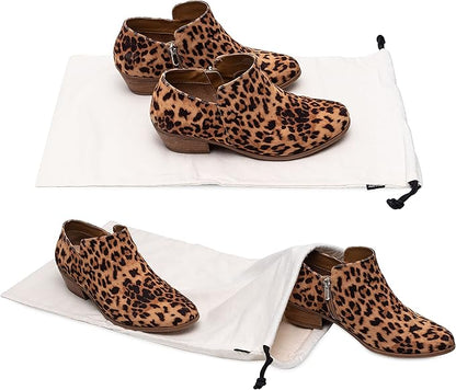 ZENPAC Cowboy Boot Bag, Beige Duster Flannel Pouch with Drawstring Closure, Washable Breathable Cotton Fabric for Shoes, Luggage, 12.5x20.5 2 Pack