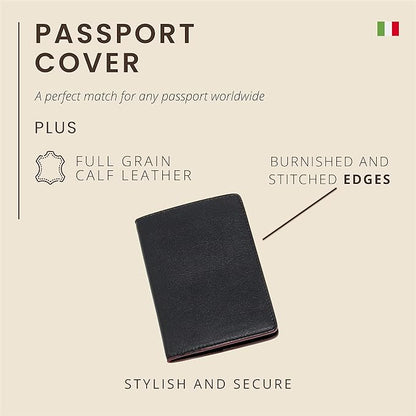 Maruse Italian Leather Passport Cover for Men and Women, Handmade in Italy