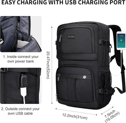 WITZMAN Carry on Travel Backpack for Men Women Laptop Backpack with USB Charging Port Airline Approved(B683 Classic Black)