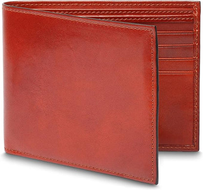Bosca Men's Old Italian Leather Wallet RFID Blocking Modern Bifold Executive Design 8 Card Slots, Made in Italy - Cognac Brown