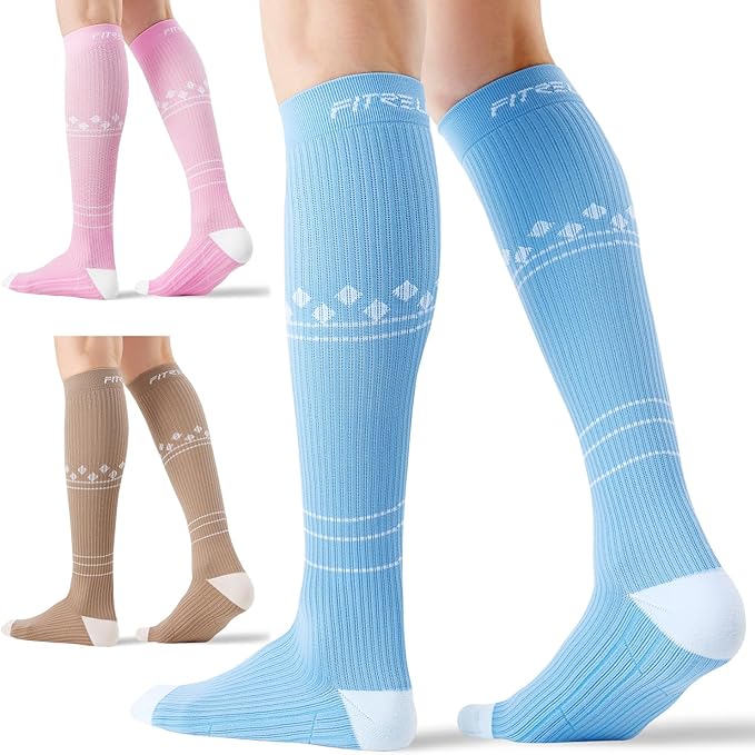 FITRELL 3 Pairs Compression Socks for Women and Men 20-30mmHg-Circulation Support Socks