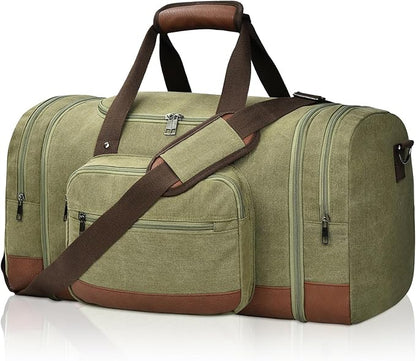 Litvyak Duffle Bag for Travel, 50L Canvas Travel Duffel Bags Overnight Weekend Gym Carry On Luggage Bag for Men & Women(Army Green)