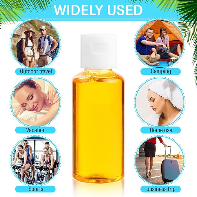 Mimorou 150 Pcs 1oz Travel Bottles Bulk for Toiletries Clear Small Travel Size Bottles Bulk Refillable Empty Containers for Shampoo Lotion Liquid Body Soap Cream Toiletries (White Cap)