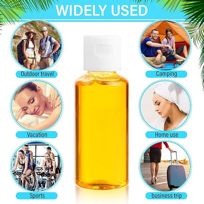 Mimorou 150 Pcs 1oz Travel Bottles Bulk for Toiletries Clear Small Travel Size Bottles Bulk Refillable Empty Containers for Shampoo Lotion Liquid Body Soap Cream Toiletries (White Cap)