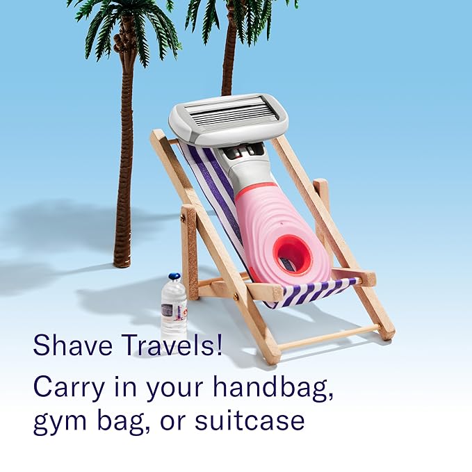 Flamingo Travel Razor Kit for Women – Body & Pubic Razor – Mini Handle, 2 Blade Refills, 2 Travel Size Foaming Shave Gels & Vented Travel Case – Perfect Stocking Stuffer