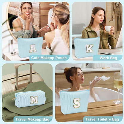 YOOLIFE Cute Makeup Bag for Women Girls - Personalized Teenager Girl Gift Ideas | Initial Make Up Bag | Gifts for Women Friends | Skin Care Bag | Mothers Day Gifts | Tween Girls Trendy Stuff L