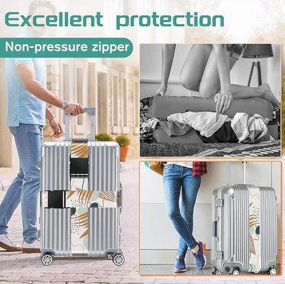 Slohif Luggage Straps for Suitcases Travel Belt Accessories Luggage Connector Identifiers Over Handle with Buckle Unique Boho Nylon Adjustable Strap for Sleeping Bag Car Seat Color Leaf (2 Pack)